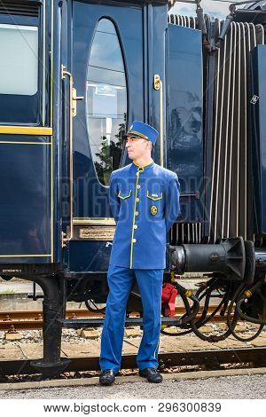 Ruse City, Bulgaria - August 29, 2017. The Legendary Venice Simplon Orient Express Is Ready To Depar