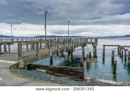 A View Of A Pier In Ruston, Washington Near Tacoma.