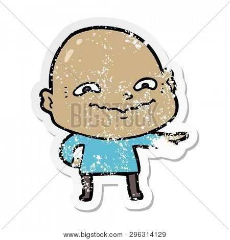 distressed sticker of a cartoon creepy guy