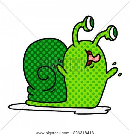 freehand drawn cartoon of a slimy snail