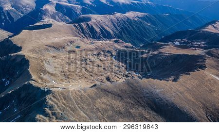 Geamanu De Jos Lake, Geamanu De Sus Lake And Mioarelor Lake  In Fagaras Mountains, Romania