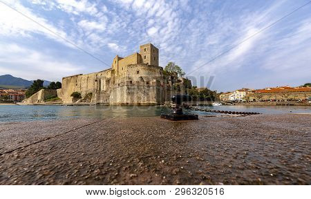 Medieval Castle Fortification At Seaside Of Colliure, France