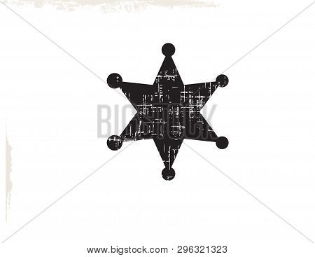 Black Sheriff Star Abstract Texture. Brushed, Polished Surface Medal Textured For Design Concepts, W