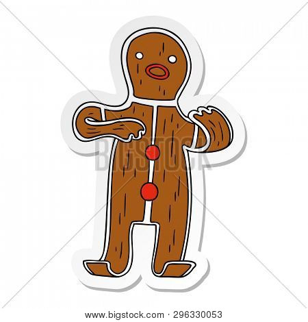 hand drawn sticker cartoon doodle of a gingerbread man