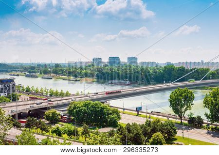 BRATISLAVA, SLOVAKIA - June 27, 2018: Most SNP UFO Bridge in Bratislava, Slovakia
