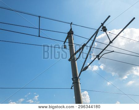 Electric Railway Parallel Overhead Line Or Wire To Transmit Electrical Energy To Train Or Locomotive