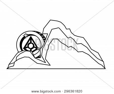 Cryptocurrency Augur Money In Mountain Mining Vector Illustration Design