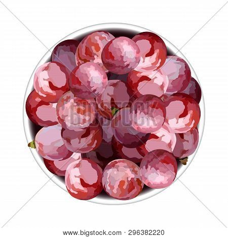 Top View Of Grapes In A Plate Vector Illustration