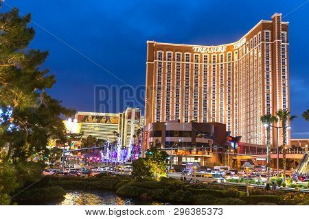 Las Vegas - May 29, 2015: Treasure Island Hotel And Casino In Vegas. This Caribbean Themed Resort Ha