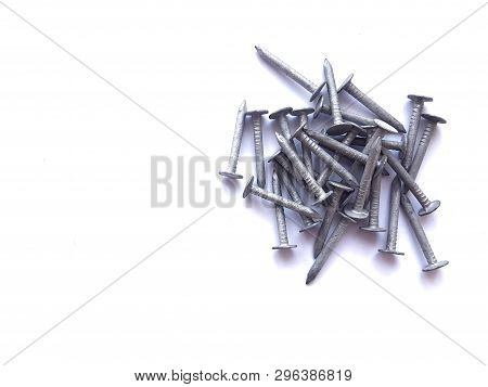 Old Zink Nails Isolated On White Background