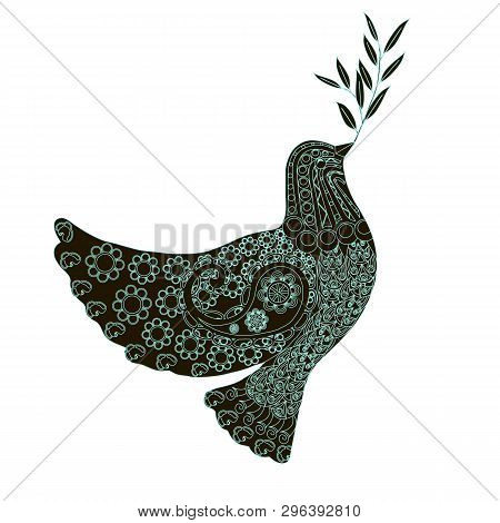 Stylized Dove Of Peace. Black And Blue Hand Drawn Doodle Design Elements Stock Vector Illustration F
