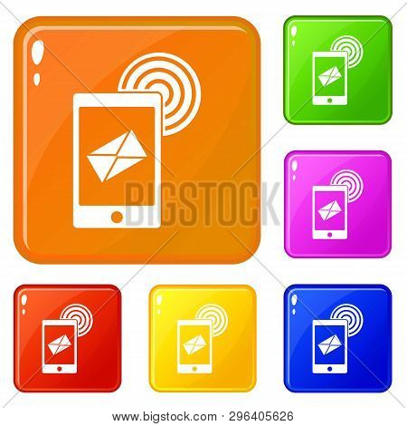 Mobile Mail Sign Icons Set Collection Vector 6 Color Isolated On White Background