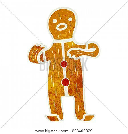 hand drawn retro cartoon doodle of a gingerbread man