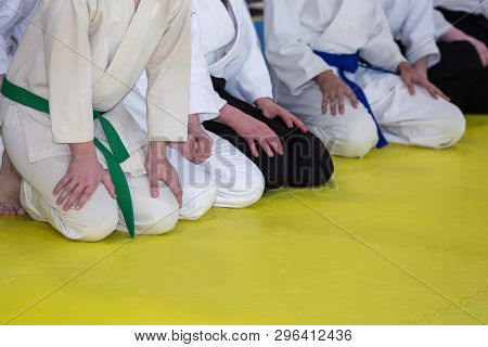 People In Kimono And Hakama On Martial Arts Training