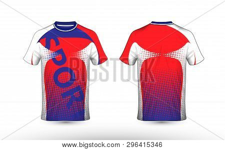 Red, White And Blue Layout E-sport T-shirt Design Template
