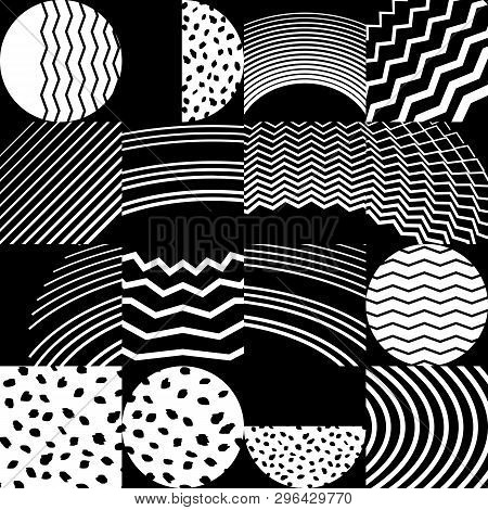 Vector Modern Simple Shapes Template Cover Design. Wthite And Black Illustration