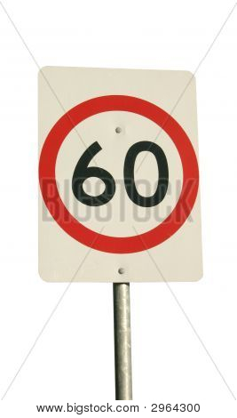 60 Km hastighed tegn isoleret på hvid