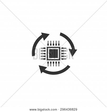 Cpu With Arrow Icon In Simple Design. Vector Illustration