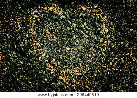 The Symbol Of The Heart Is Made Of Stones, Small Stones Lie In The Shape Of A Heart