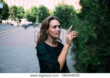 Beautiful Young Girl In The Park On A Summer Evening.
