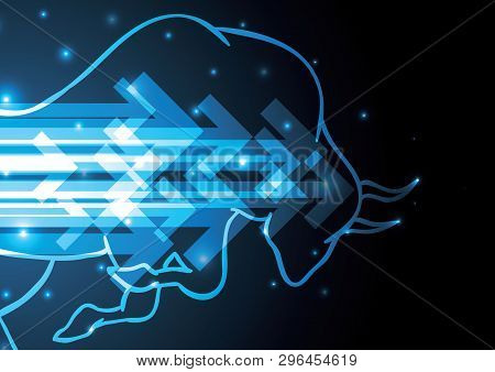 Bull And Bear Blue Technology Financial Business Stock Market Tablet Background Vector Illustration
