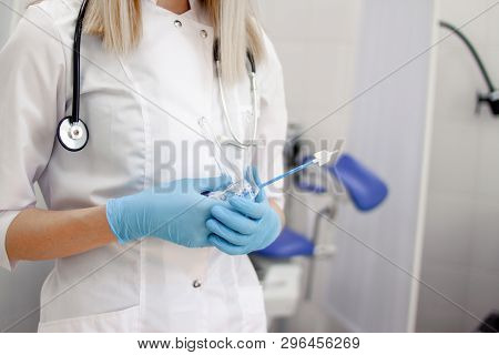 Medicine Instrument Vaginal Speculum, Vaginoscope, Gloves Gynecologist Doctor And Other Medical Equi