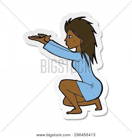 sticker of a cartoon womn casting spel