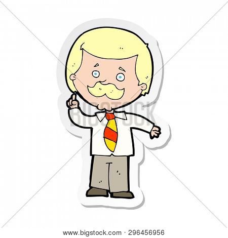 sticker of a cartoon newsreader man with idea