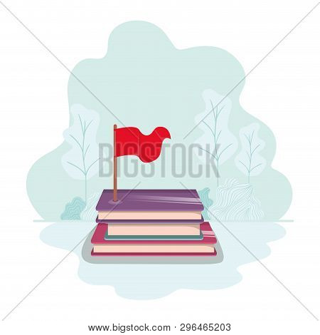 Text Book With Flag Isolate Icon Vector Illustration Design