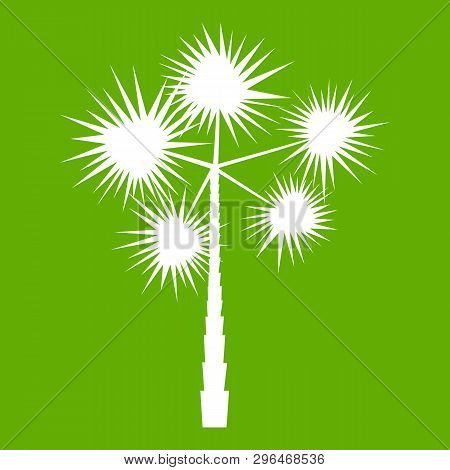 Palm Chamaerops Icon White Isolated On Green Background. Illustration