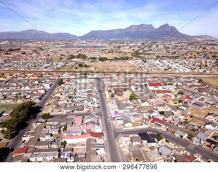 Aerial Over Gugulethu Township, Cape Town, South Africa