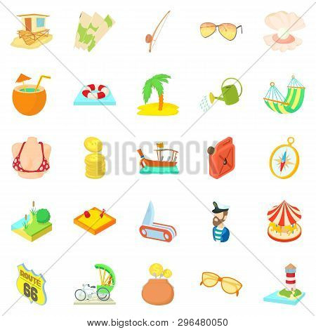 Sunshiny Icons Set. Cartoon Set Of 25 Sunshiny Icons For Web Isolated On White Background