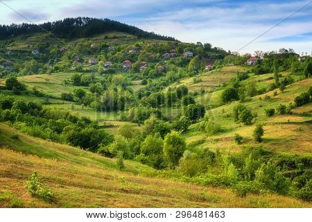 Spring Is Coming... Amazing Spring View With A Little Village In Rhodopi Mountains, Bulgaria. Magnif