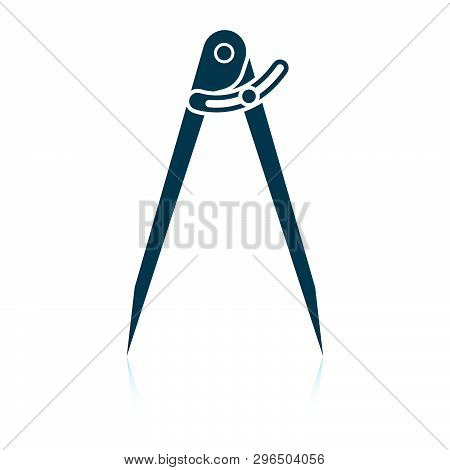 Compasses  Icon. Shadow Reflection Design. Vector Illustration.