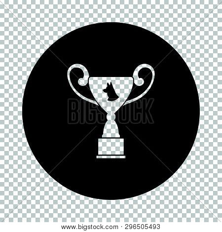 Dog Prize Cup Icon. Subtract Stencil Design On Tranparency Grid. Vector Illustration.