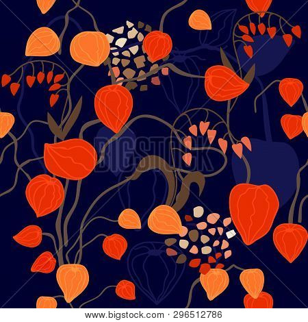 Trendy Floral Print. Seamless Vector Pattern With Botanical Motifs. Oriental Textile Collection.
