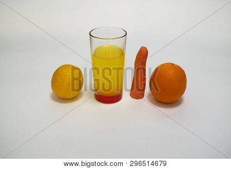 Lemonade In Glass Lemon Orange Carrot Lemonade In Glass Lemon Orange Carrot On White Background