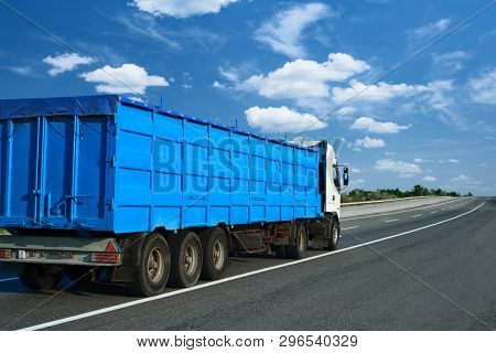 Odesa region, Ukraine, August 25, 2017 - Truck is going up the highway E95