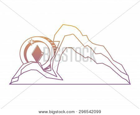 Cryptocurrency Etherum Money In Mountain Mining Vector Illustration Design