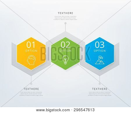 Business Concept With 3 Steps. Three Steps Info-graphics, Illustrate A Strategy Work-flow Or Team Wo