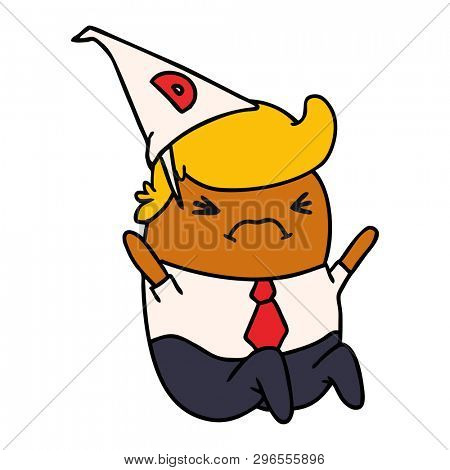 Hand drawn cartoon kawaii man in dunce hat