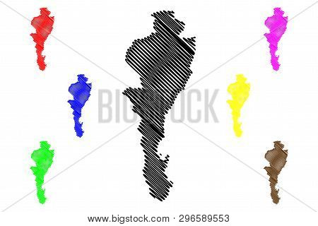 Cesar Department (colombia, Republic Of Colombia, Departments Of Colombia) Map Vector Illustration, 