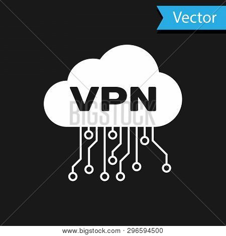 White Cloud Vpn Interface Icon Isolated On Black Background. Software Integration. Vector Illustrati