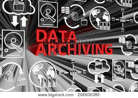 Data Archiving Concept Blurred Background 3d Render Illustration