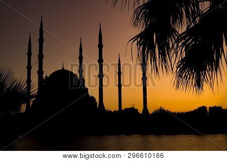 Travel Concept Photo. Turkey Adana Sabanci Central Mosque.