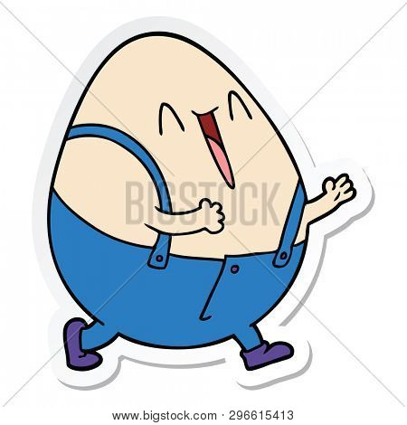 sticker of a humpty dumpty cartoon egg man