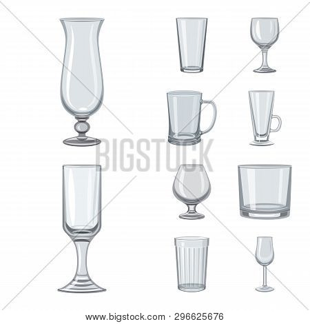 Vector Illustration Of Dishes And Container Symbol. Set Of Dishes And Glassware Stock Vector Illustr