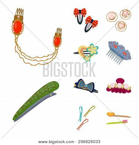 Vector Design Of Barrette And Hair Icon. Collection Of Barrette And Accessories Stock Vector Illustr