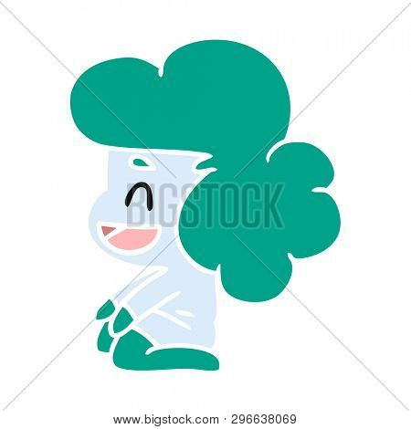 cartoon illustration of a kawaii alien girl