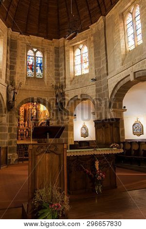 Barfleur, France - August 29, 2018: Interior Of The Church Of St. Nicholas In Barfleur. Normandy Fra